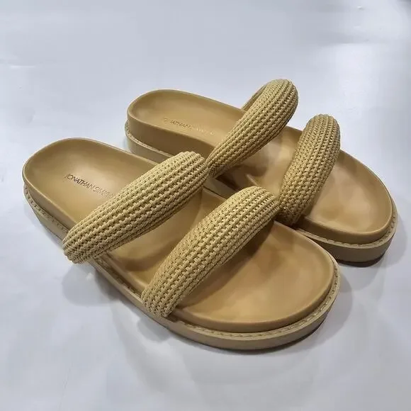 SIMKHAI Lupita Puffy Strap Raffia Platform Sandals in Natural